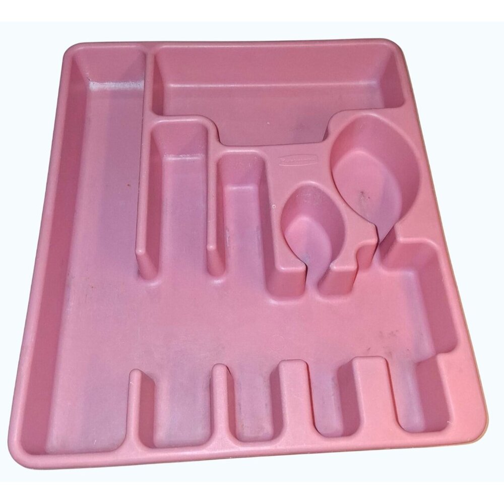 Vintage Pink Rubber Maid Silverware Cutlery Tray Organizer